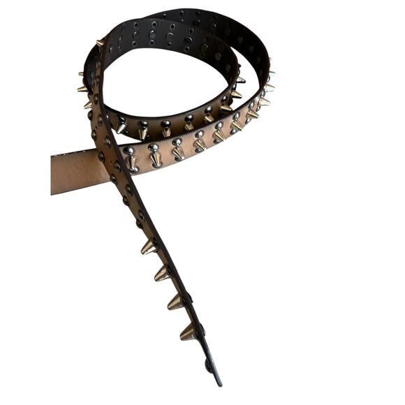 ZARA Spiked Studded Belt Light Brown main image 7